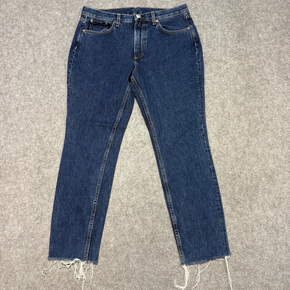 rag & bone Denim - Rag & Bone New York Straight Leg Raw Hem Jeans Dark Wash Denim Size 29